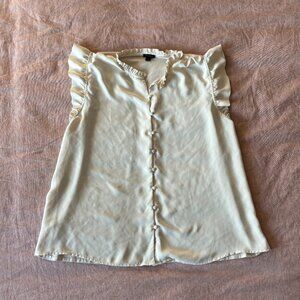 Ann Taylor Ruffle Sleeve Cream Blouse